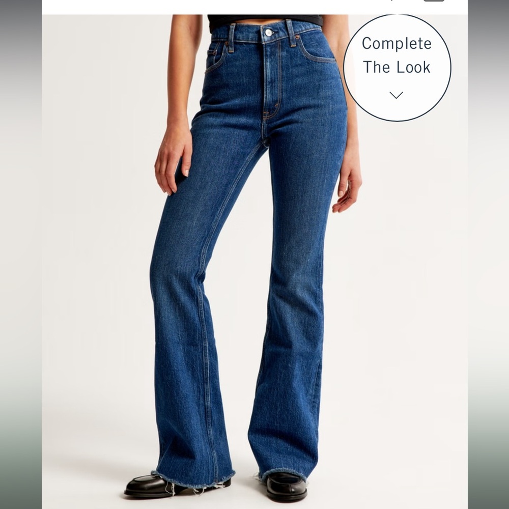 Abercrombie & Fitch Vintage High Rise Flare Curve Love Jeans, dark wash SIZE 28